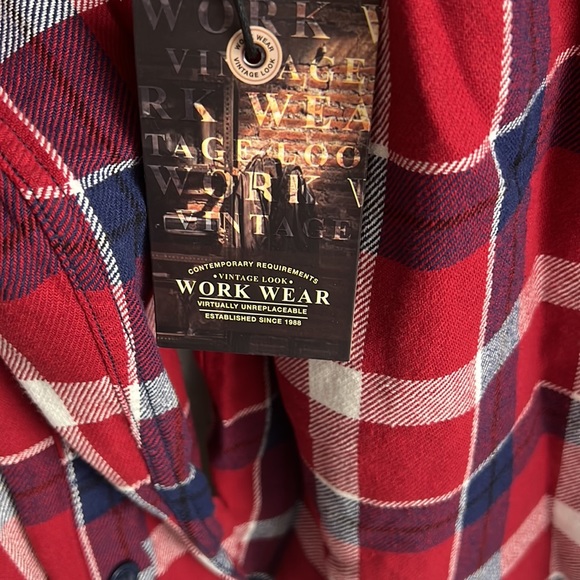 Mens Vintage Work Wear Plaid Long Sleeve 100% Cotton Shirt NWT, size M - Picture 8 of 9